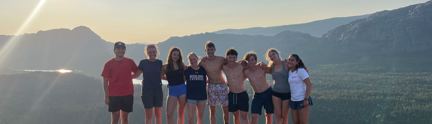 teen girls and boys standing on top of a mountain in norway on a teen adventure camp