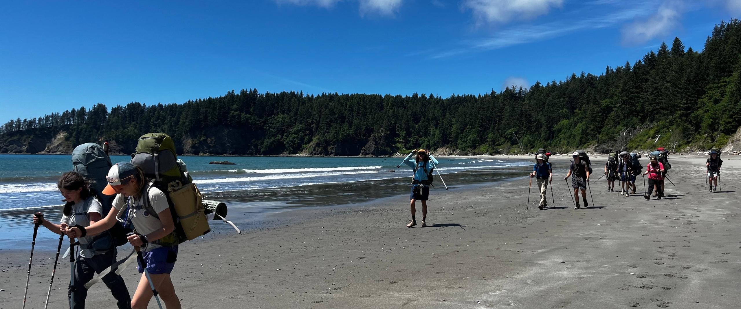 teenagers hiking on the olympic peninsula in washington at summer camp teenagers hiking on the olympic peninsula in washington at summer camp
